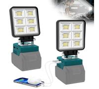 Lámpara LED de Trabajo Compatible con Makita Batería 18V, NATPOW 5200LM Luz de Trabajo Portátil con 2 Modos Iluminación Proyector LED para para Reparación de Coches, Camping, 2 unidades (Sin Batería)