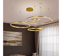 Lámpara LED Dorada Moderna con Control Remoto para Sala de Estar e Isla de Cocina, diseño Minimalista de Ondas Regulable, 80 x 10 cm