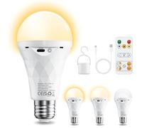 Lámpara LED E27 USB recargable 2600mAh,luz ajustable(3000K/4000K/6500K) con control remoto y temporizador.Doble uso:E27 con base o alimentación a batería,ideal para emergencias,iluminación y campeggio