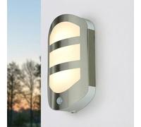 Lámpara LED exterior con sensor de movimiento IP44 H: 28,3 cm acero inoxidable blanco cálido 3000 K 600 lm Lámpara de pared moderna Lámpara de entrada Lámpara de pared Terraza