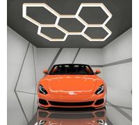 Lámpara LED Hexagonal Moderna con diseño de Panal: 168 W de Alto Brillo, luz LED de Techo para Taller de Coches, 4 Colores, 6500 K, para Garaje, almacén, Taller,Amarillo