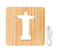 Lámpara LED Ilusión De Jesús - Luces De Ilusión Óptica De Cristo, Luz De Noche Visual Decoración Del Dormitorio LED De Cristo Jesús | Lámparas De Escritorio De Madera Hecho A Mano Con