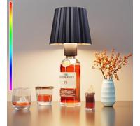 Lámpara LED Inalámbrica para Botella,Lámparas Botella Batería LED,16 Colore RGB Luces Botella Regulables,Lámpara Botella Recargable por USB,Prueba Agua,Control Táctil,para Restaurante y Bar,Negro