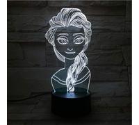 Lampara LED Infantil Elsa Cambia Color USB Luz nocturna y decoración