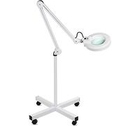 Lámpara LED lámpara de suelo estética lupa con iluminación cosmética 8 dioptrías aumento lupa brazo ajustable giratoria lámpara con ruedas, fluorescente salon Spa lectura Reparación Trabajo (GIRO)