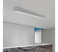 Lámpara LED Lineal Colgante Moderna, 150cm (60W) / 120cm (36W), Luz de Techo para Oficina y Comedor, Iluminación Profesional (Blanco,1200mm,3000K-5700K)