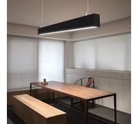 Lámpara LED Lineal Colgante Moderna, 150cm (60W) / 120cm (36W), Luz de Techo para Oficina y Comedor, Iluminación Profesional (Negra,1500mm,3000K)