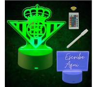 Lámpara led mesita de Noche Betis-2 pantallas a precio de 1: Escudo Betis + Pantalla lisa para escribir o dibujar-lápiz-16 colores de luz-portátil-mando a distancia-cargador