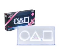 Lámpara LED Neón El Juego del Calamar 30 cm, Luz Decorativa con Símbolos de la Serie, Funciona con USB, Montaje en Pared o Sobremesa, Producto Oficial Netflix - Paladone