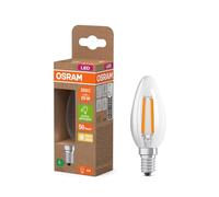 Lámpara LED OSRAM en forma clásica de mini bola, con filamento LED decorativo, clase de eficiencia energética A, E14, 1,2 W, 255 lm, 2700 K, blanco cálido. Sin calentar, 100% luz inmediatamente.