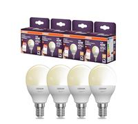 Lámpara LED OSRAM SMART P40 mini forma esférica E14, 4,9 W ZigBee 3.0, regulable 2700 K blanco cálido, control mediante app, Alexa, Smart Home,4-Pack