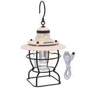 Lámpara LED para camping, lámpara de tienda de campaña, lámpara de búsqueda, multifuncional, portátil, estilo retro, con batería recargable (crema)