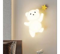 Lámpara LED para habitación de niños, luz de pared de oso, lámpara de pared de estrella interior, regulable, 3 modos de color, lámpara de noche, diseño de animales, iluminación de pared, niños,
