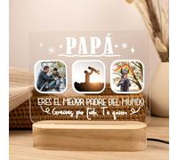 Lámpara LED personalizada con fotos y texto. Lámparas personalizadas para Día del Padre. Regalos originales para Padres. Detallas para papás.