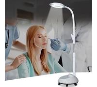 Lampara Led Pie Estetica Lampara Estetica con Lupa Lupa Estetica Profesional Lámpara De Trabajo 8 X Aumento Lámpara De Pie Flexible Brazo De Altura Ajustable con Soporte con Ruedas Color Blanco