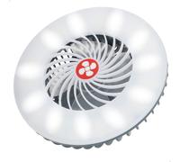 Lámpara LED Portátil 3 en 1 Recargable con Ventilador y Batería Externa, 17x6x17 Cm, Blanco