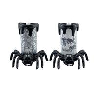 Lámpara LED portátil de calavera y arañas de Halloween, sin llama, decoración parpadeante para fiestas de terror, uso en interiores y exteriores, lámpara de arañas de Halloween