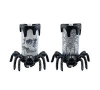 Lámpara LED portátil de calavera y arañas para Halloween, sin llama, decoración parpadeante para fiestas de terror, uso en interiores y exteriores, luz LED