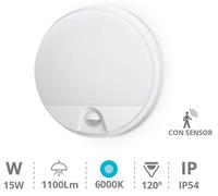 Lámpara LED Redonda Interior/Exterior 15W 6000K 1100Lm con Sensor de Movimiento PIR (IP54) - GSC