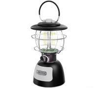 Lámpara LED Retro para Cálida y Blanca Lámpara LED Retro para | Autonomía 70 horas, para batería 5200mAh, uso prolongado, sin pilas, camping extendedido(Diamond Black)