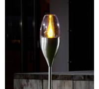 Lámpara LED solar Lindby Jari, altura 122 cm, acero inoxidable, transparente