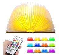 Lampara Libro Recargable 12x8.7x2.3CM, Lampara de Noche Regulable 3.5W 350-450LM,12 Colores RGB,Lampara Mesilla LED 360° Flexible con Temporizador, Regalos Originales para Cumpleaños Regalo de Navidad