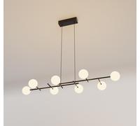 Lámpara lineal led de techo de cristal negra 116 cm de ancho cellar mantra 8 luces cct 500 lm con altura regulable
