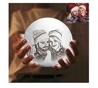 Lámpara luna impresión 3D personalizada Luz de noche con foto y texto grabados,personalizada Regalos,personalizada Lámpara luna,Regalos para Aniversario Festival Cumpleaños (2 colors touch,4.7in/12cm)