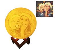 Lampara Luna Personalizada 3D Con Tu Foto Y Texto, USB Recargable 16 colores Control remoto y táctil controlar, Regalos para Novio, Novia, Amigo, Padre y Tu Madre, Moon Light Lamp Diámetro (20cm)