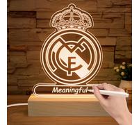 Lampara Madrid Luz Nocturna Futbol, Luz Nocturna Infantil Personalizada con Rotuladores Pizarra Blanca, Madrid Niño Regalos Originales para Hombre Infantiles Fan Comunion Padre Cumpleaños Navidad ect