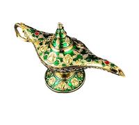 Lámpara mágica Aladdin - Lámpara retro europea de los deseos for decoración de dormitorios y manualidades(GoldenGreen)