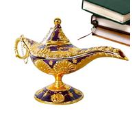 Lámpara mágica retro Aladin - de deseo clásico, decoración de mesa finamente pulida | Pantalla de boda de en casa, acento coleccionable mágico para escritorio estante chimenea decoración