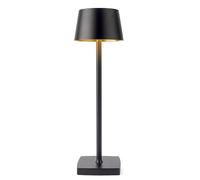Lampara Mesa LED Recargable, Lámpara de Escritorio con Batería de 6000 mAh, Luz de Metal Portátil USB, Mesita de Noche, Pequeña Luz de Noche para Interiores y Exteriores, Restaurante, Bar, Negro