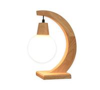 Lámpara Mesilla/Lámpara Escritorio Lámpara de mesa en forma de cuerno de madera Lámpara de mesa de media luna Bola de madera de marfil Cubierta de vidrio Lámpara de mesa LED Lámpara de mesita de noche