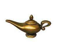 Lámpara milagrosa Aladin, lámpara mágica de cuento = jarra de aceite = decoración de plástico en color bronce