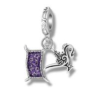 Lámpara milagrosa oriental y alfombra voladora Charm 925, fantasía, cuento de hadas, Aladdin, deseos, volar, libertad, amuleto, colgante de plata de ley 925, pulsera de abalorios accesorios