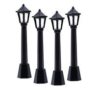 Lámpara modelo de luz de calle, 4 unidades, modelo microscópico para jardín de hadas, accesorios de decoración al aire libre para camino, patio, adornos de casa de muñecas, Navidad