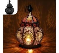 Lámpara Oriental Gadgy de Metal - Lámpara Marroquí con Efecto Sombra - Farol Oriental Hecho a Mano 26 cm Ideal como Decoración de Balcón - Farol Decorativo de Ramadán para Interior y Exterior
