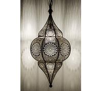 Lámpara Oriental Marroquí - lamparilla colgante - farola de techo Malha Plateado - 50cm - muy práctica para una iluminación excelente - transmite una decoración excelente refinada