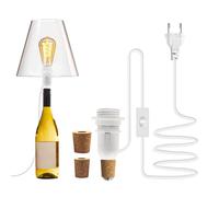 Lampara para Botella DIY, E14 Soporte Lámpara de Botella Pantalla Compatible, Portalámparas Lampara de Botella con 3 Tapones de Madera, Blanco Decorativa Adaptador Lampara Botella de Vino para Familia