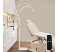 Lámpara para pestañas, LED lámpara de media luna para extensiones de pestañas, 20" 36w, 3 temperaturas de color, cabezal giratorio 360° con soporte para teléfono móvil.