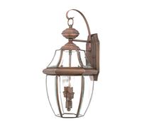 Lámpara Pared En Cobre Antiguo Cristal IP44 Vintage Grande regina Exterior