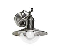 Lámpara Pared Exterior IP44 Plata E27 Cristal Metal Marítimo Jardín Hof