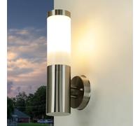 Lámpara Pared Lámpara Exterior Acero Inox. IP44 en Plata E27 Jardín Terraza