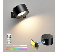 Lampara Pared RGB 16 Color - Aplique Pared Interior Dormitorio Táctil con Controlador, Función de Memoria y Temporizador, Lampara Pared Sin Cable 3 Temperatura y Color 3 Brillo