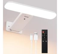 Lampara Pared Sin Cable, Aplique Pared Interior Adhesiva, Luces Led Recargable Para Pinturas Y Marco, Iluminación De Tablero De Dardos, Control Remoto, 3 Temperaturas De Color (Blanco, 1 pieza)