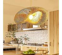 Lámpara Pendiente De La Vendimia Natural Hecho A Mano De La Lámpara Colgante De Bambú Nostálgico E27 Colgante Ajustable Ilumina Restaurantes Dormitorio Viviendo Araña De Cafetería Comedor Barra,60cm