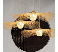 Lámpara Pendiente Vendimia Natural Lampara Mimbre Luz Led Colgante De Bambú Nostálgico E27 Lampara De Bambu De Techo Hecha A Mano Luces Tejida Ajustable Cocina Plafones Lamparas Comedor Araña,100cm
