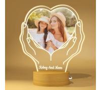 Lámpara Personalizada con Foto, Lampara LED Personalizada, Luz Nocturna Corazón 3D, Personalizados Regalo Romántico y Original para San Valentín, Aniversario y Parejas