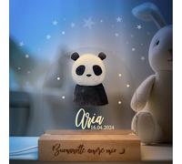 Lámpara personalizada con nombre de luz nocturna para niños recién nacidos con animales idea de regalo nacimiento niño niña bautizo cumpleaños Navidad regalo para bebés personalizado (Panda)